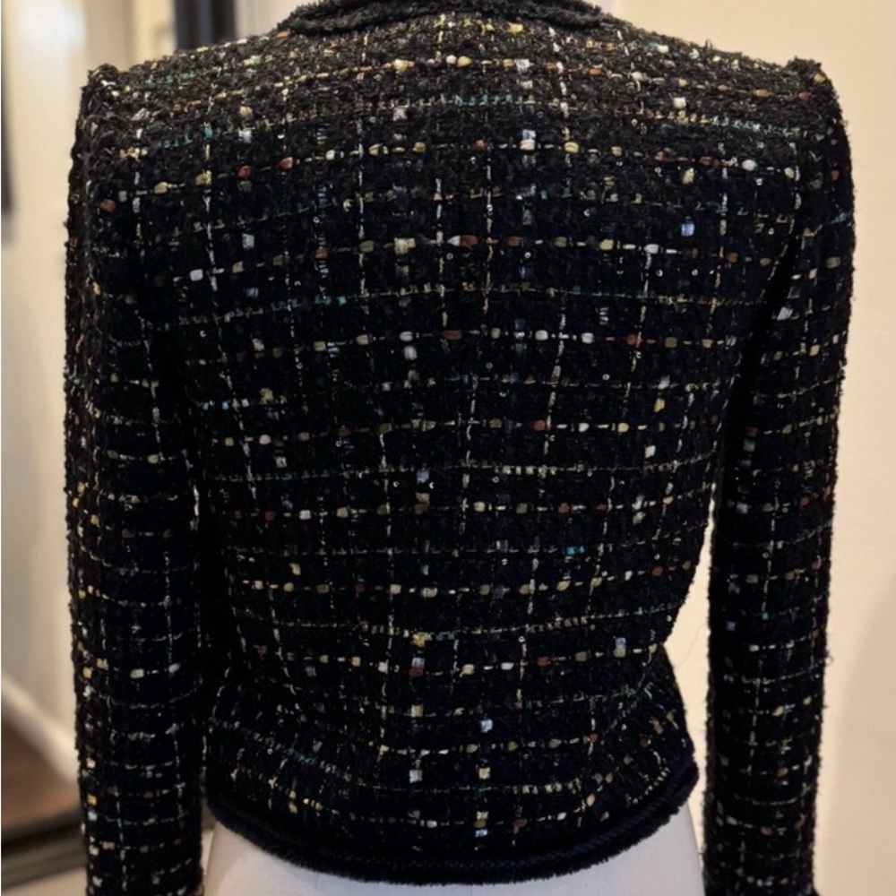 Tahari Black Tweed Open-Front Jacket with Subtle Multicolor Spring jacket M - Picture 2 of 3